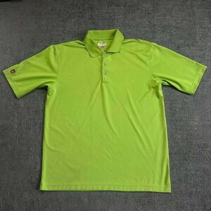 Antigua Golf Polo Mens Medium Lime Green Desert Dry Short Sleeve Athletic Shirt